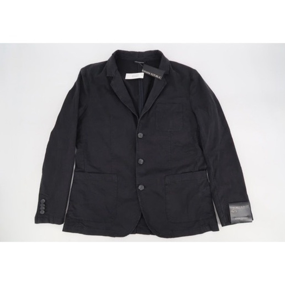 Banana Republic Blazer Mens 42S Black Tailored Slim Fit 3-Button Jacket NEW